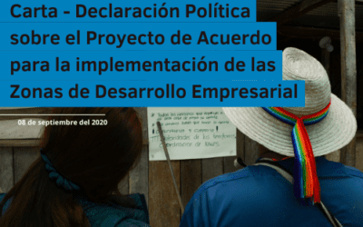 Carta-Declaración Política sobre el Proyecto de Acuerdo para la implementación de las Zonas de Desarrollo Empresarial