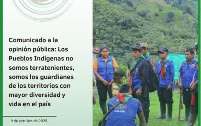 Comunicado a la opinión pública: Los Pueblos Indígenas no somos terratenientes, somos los guardianes de los territorios con mayor diversidad y vida en el país