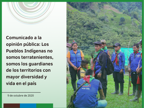 Comunicado a la opinión pública: Los Pueblos Indígenas no somos terratenientes, somos los guardianes de los territorios con mayor diversidad y vida en el país