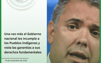 Una vez más el Gobierno nacional les incumple a los Pueblos Indígenas y viola las garantías a sus derechos fundamentales