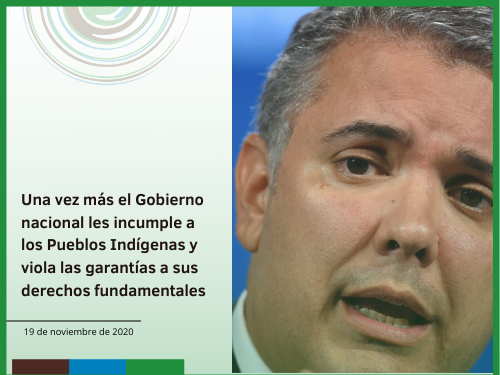 Una vez más el Gobierno nacional les incumple a los Pueblos Indígenas y viola las garantías a sus derechos fundamentales
