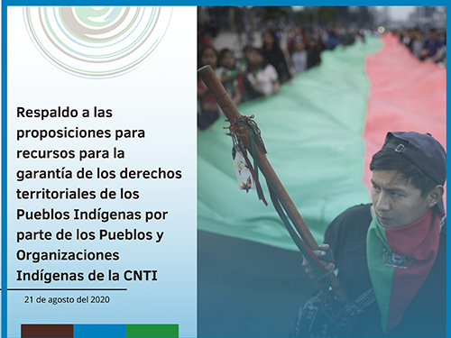 Respaldo a las proposiciones para recursos para la garantía de los derechos territoriales de los Pueblos Indígenas por parte de los Pueblos y Organizaciones Indígenas de la CNTI