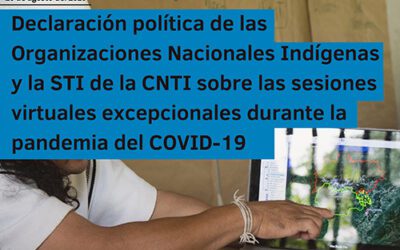 Declaración política de las Organizaciones Nacionales Indígenas y Secretaría Técnica de la Comisión Nacional de Territorios Indígenas sobre las sesiones virtuales excepcionales durante la pandemia del COVID-19