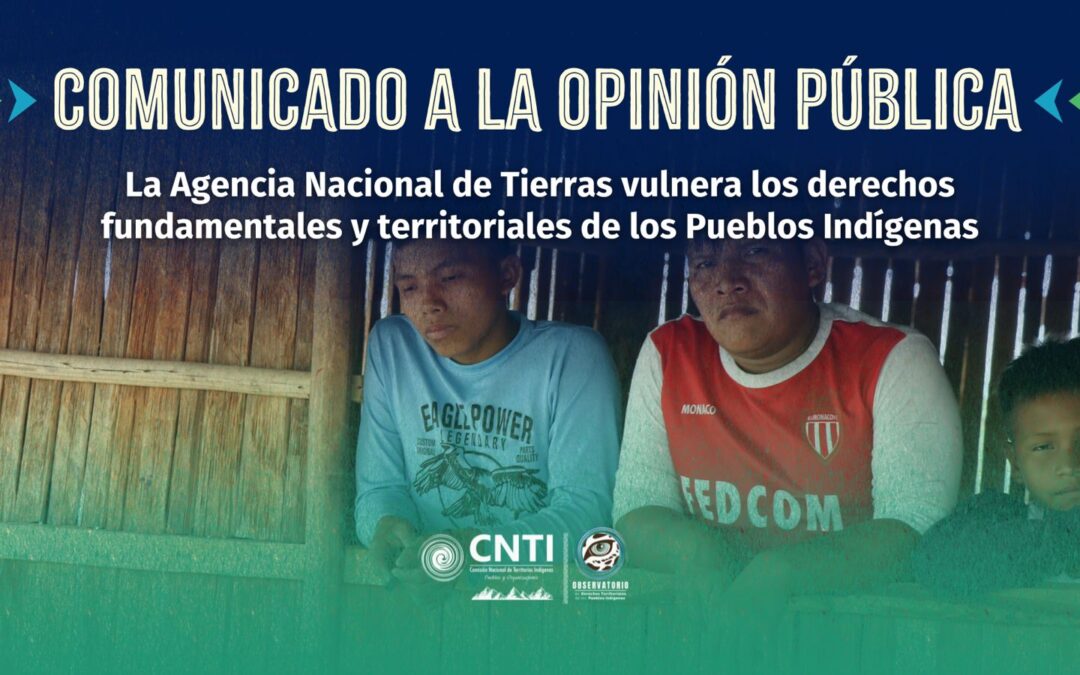 La Agencia Nacional de Tierras vulnera los derechos fundamentales y territoriales de los Pueblos Indígenas